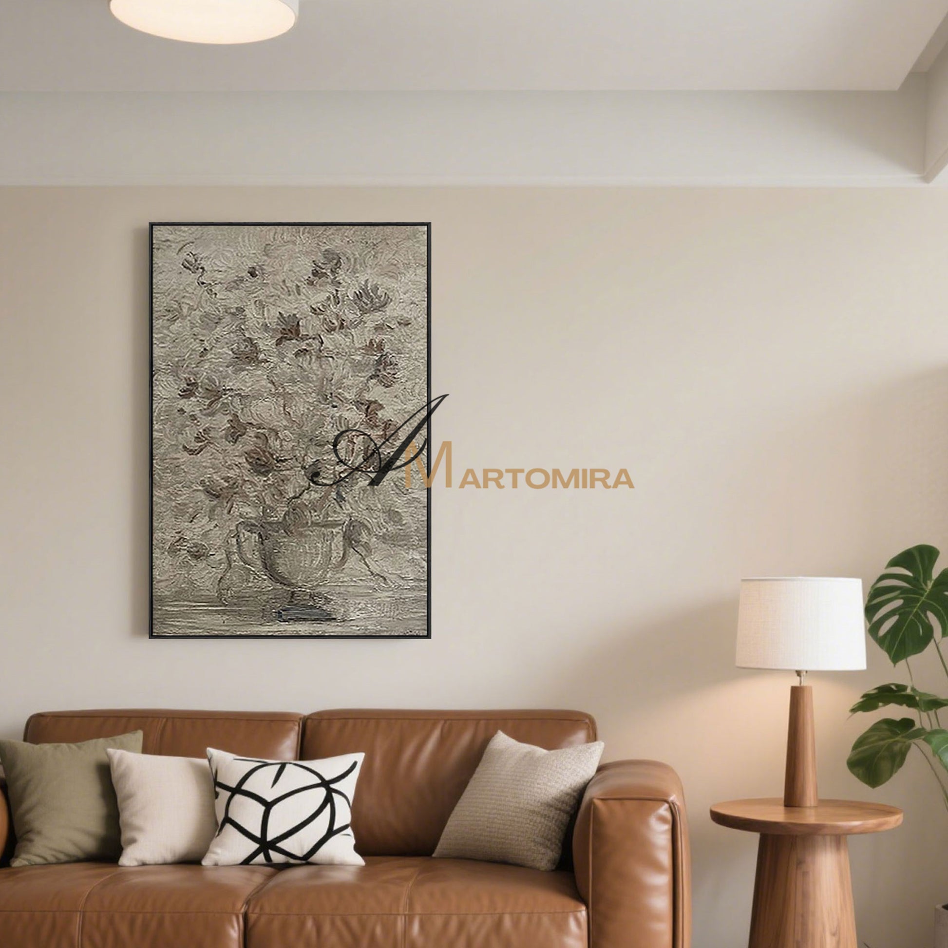 Acrylic Paint | Flower Wall Art | Flower Paintings On Canvas | Gray Floral Wall Art #MF020