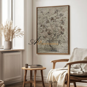 Acrylic Paint | Flower Wall Art | Flower Paintings On Canvas | Gray Floral Wall Art #MF020