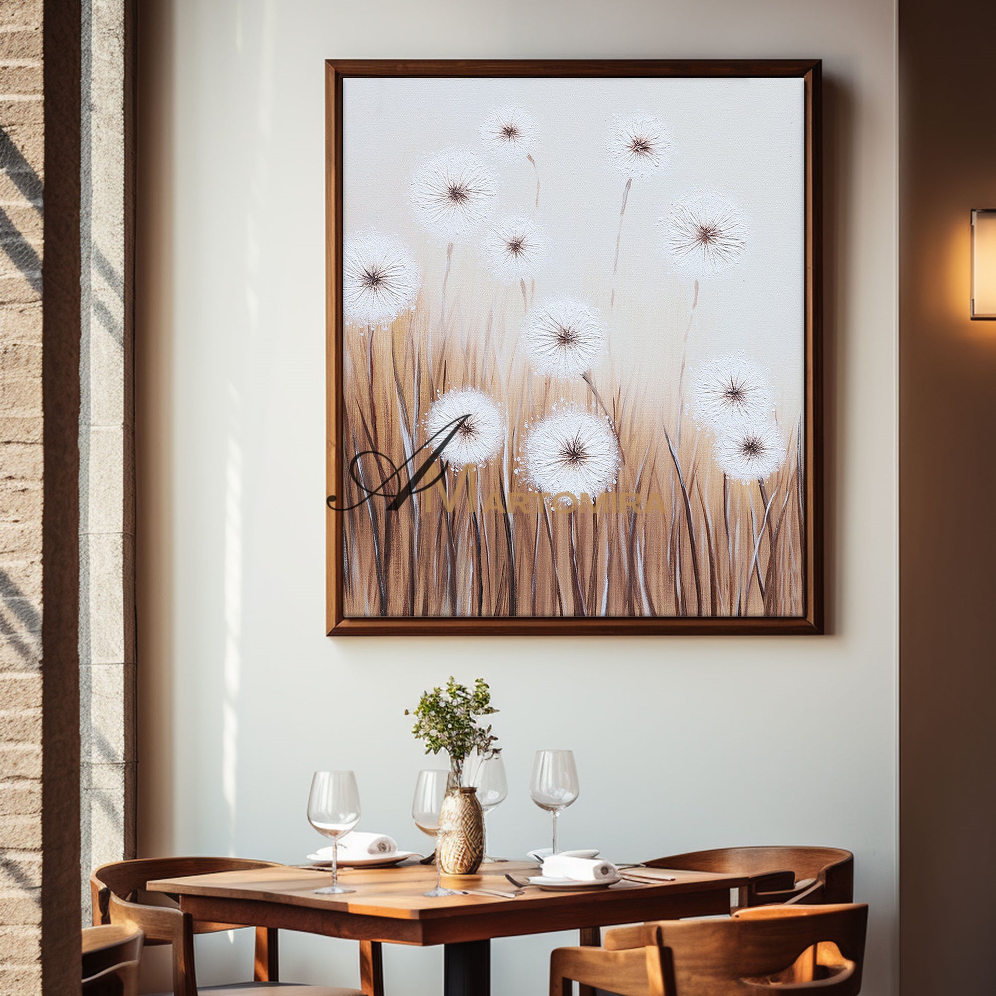 Flower Paintings On Canvas | Dandelion Painting | Wall Art For Living Room | Canvas Wall Decor #DF024