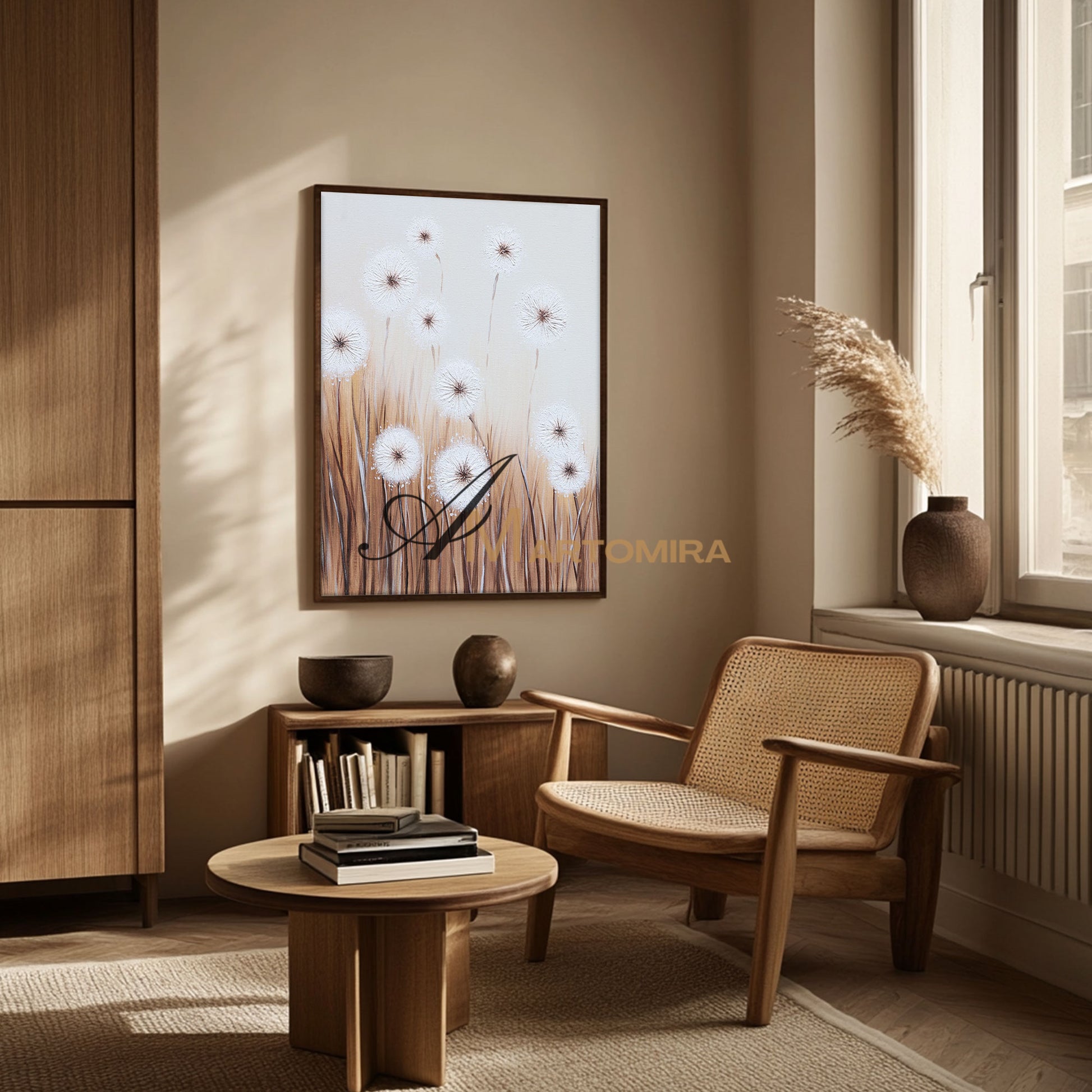 Flower Paintings On Canvas | Dandelion Painting | Wall Art For Living Room | Canvas Wall Decor #DF024