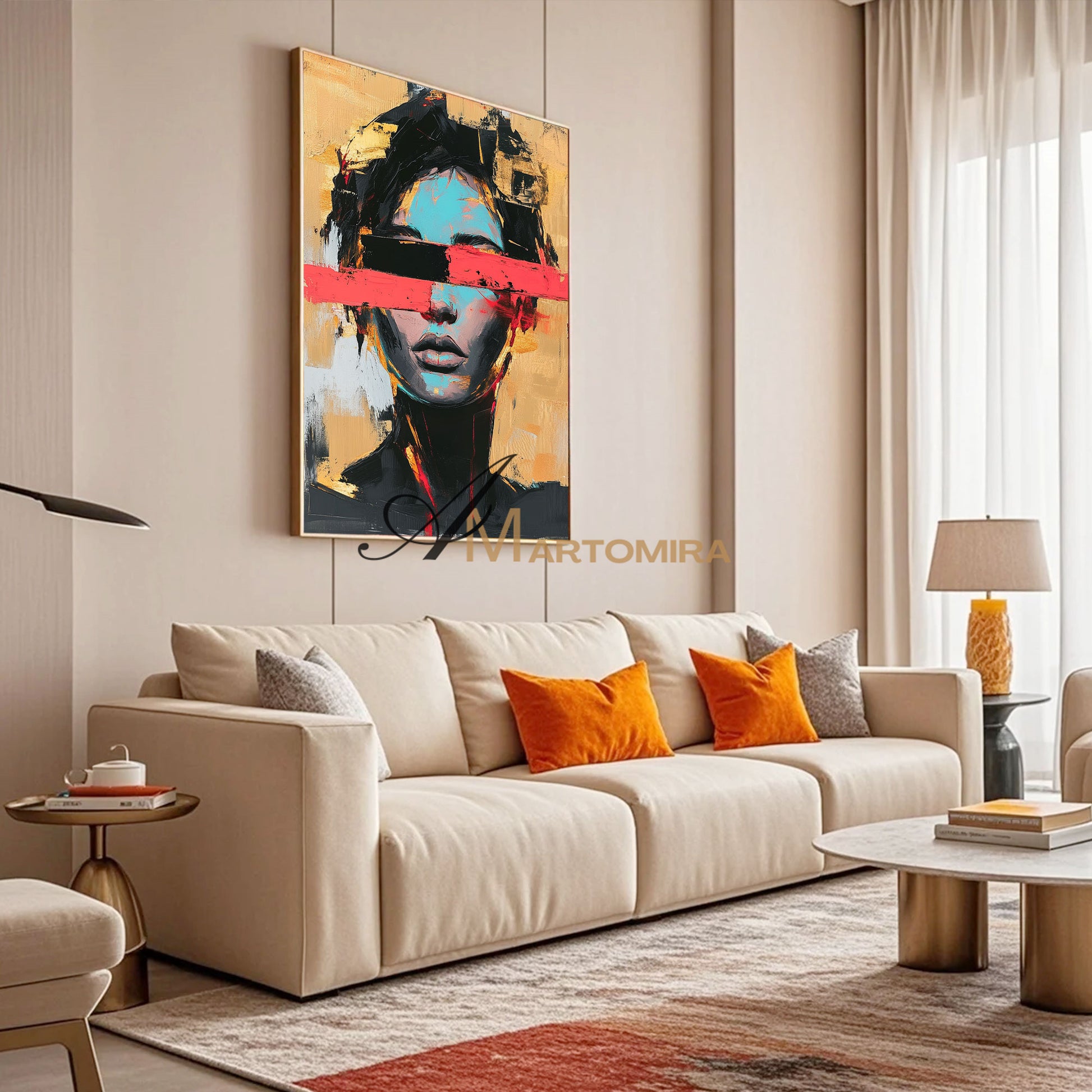 Abstract Portraits | Yellow And Black Wall Art | Large Canvas Wall Art | Woman Painting #AP007