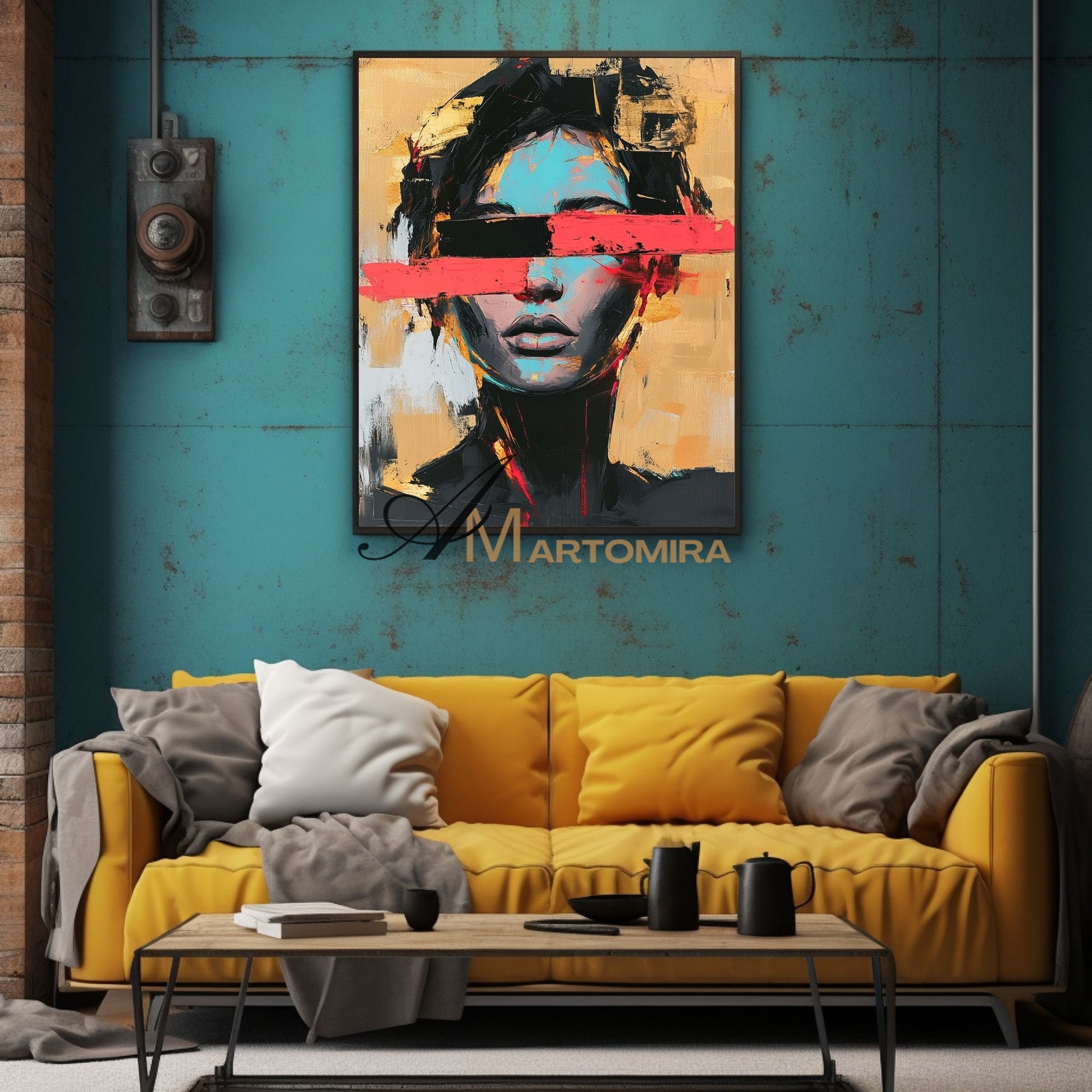 Abstract Portraits | Yellow And Black Wall Art | Large Canvas Wall Art | Woman Painting #AP007
