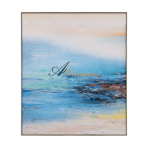 Abstract Landscape Art | Landscape Wall Art | Lake Canvas Wall Art | Blue And White Wall Art #DF026