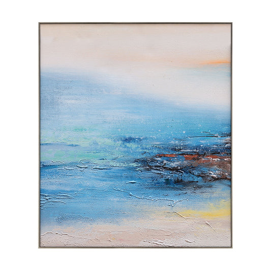 Abstract Landscape Art | Landscape Wall Art | Lake Canvas Wall Art | Blue And White Wall Art #DF026