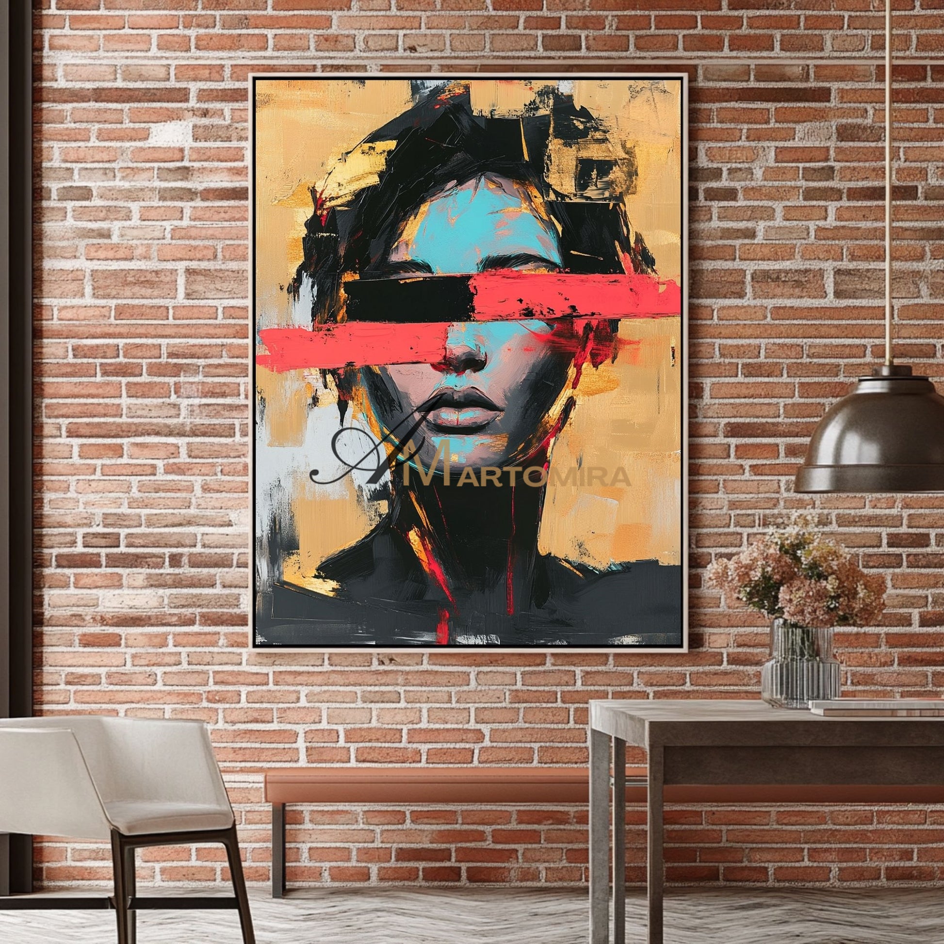 Abstract Portraits | Yellow And Black Wall Art | Large Canvas Wall Art | Woman Painting #AP007