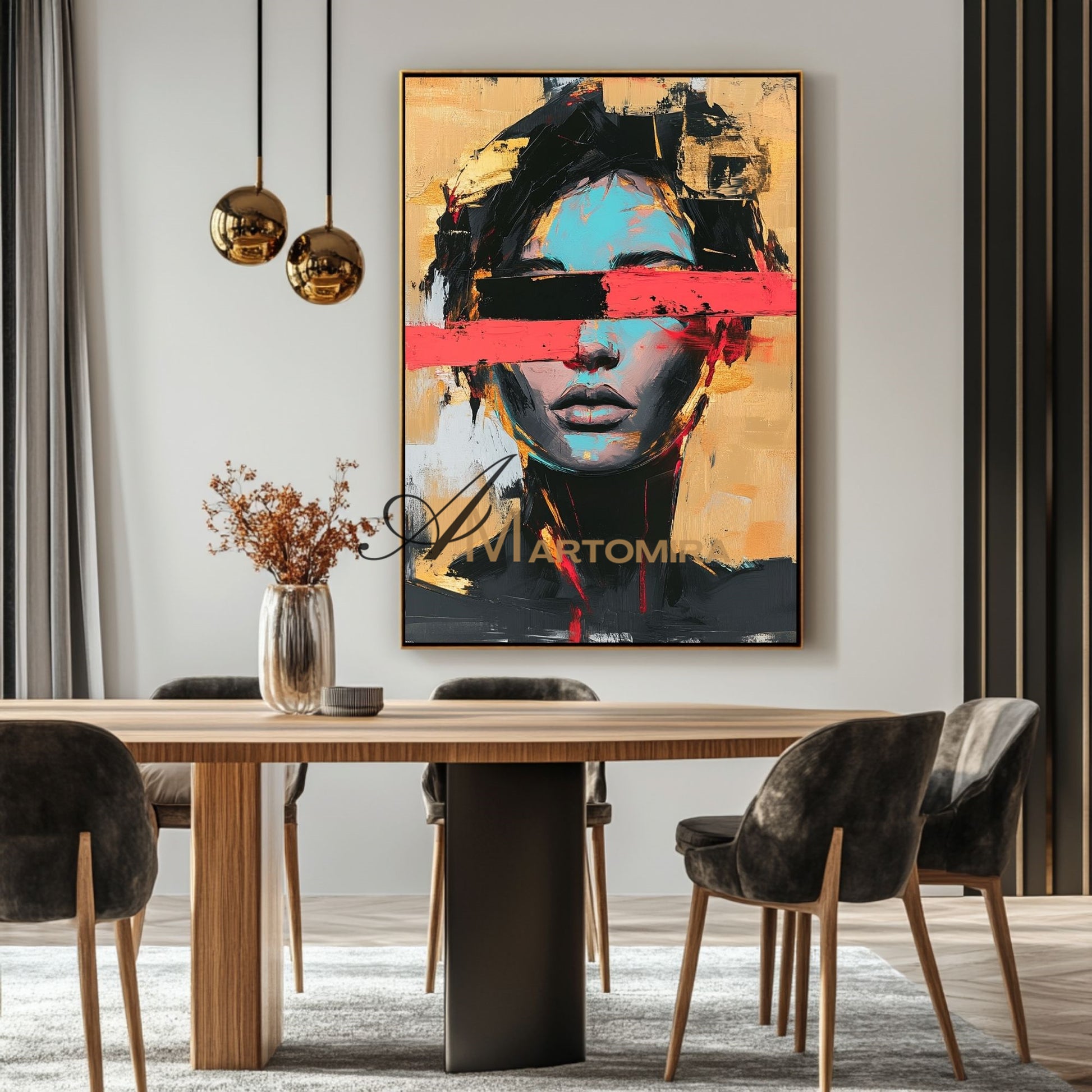 Abstract Portraits | Yellow And Black Wall Art | Large Canvas Wall Art | Woman Painting #AP007