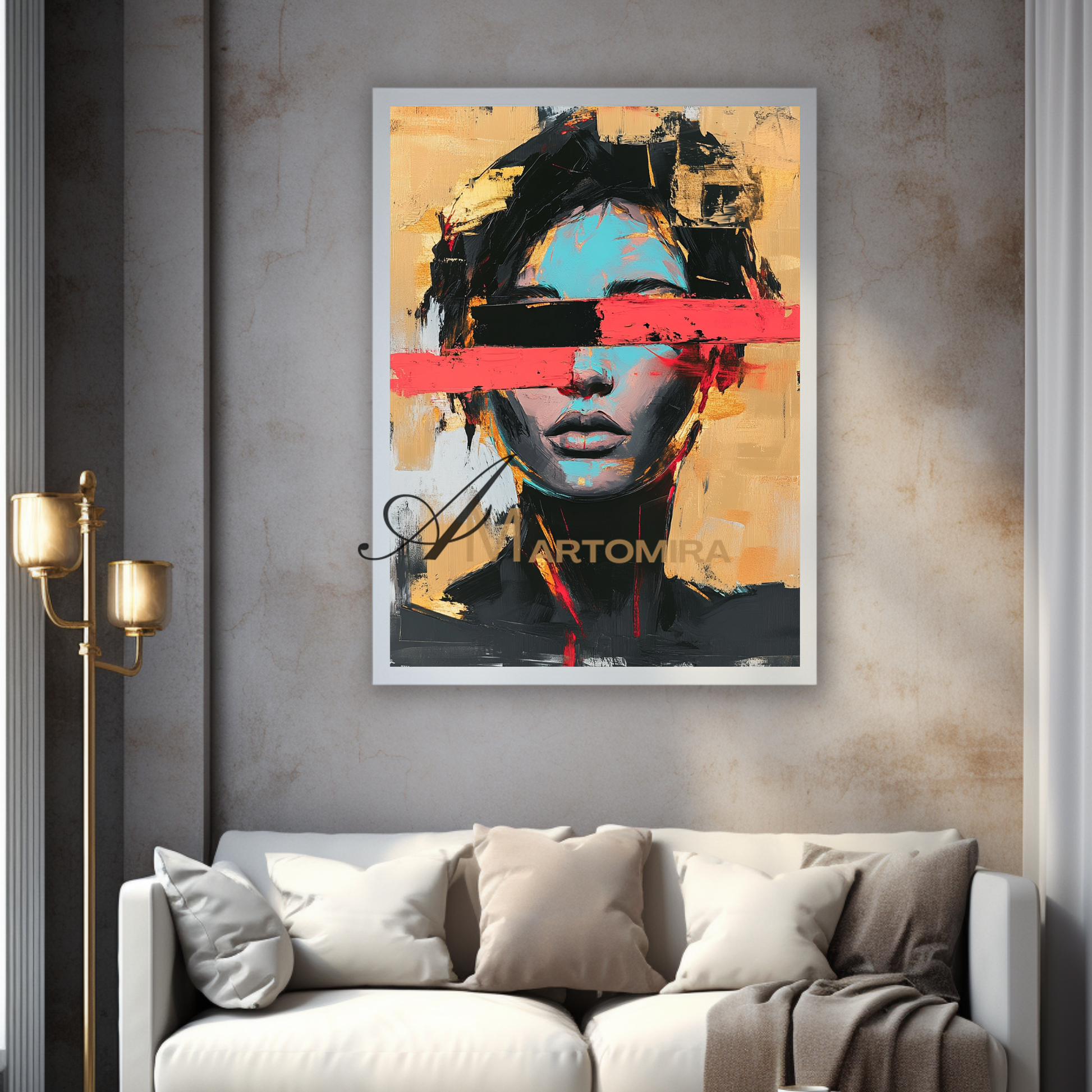 Abstract Portraits | Yellow And Black Wall Art | Large Canvas Wall Art | Woman Painting #AP007