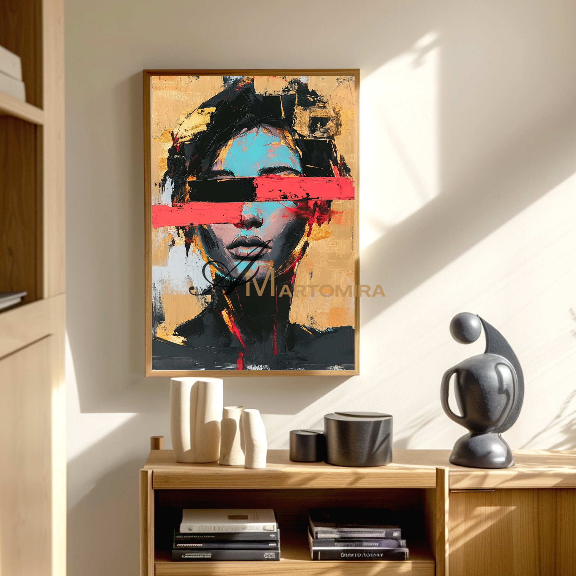 Abstract Portraits | Yellow And Black Wall Art | Large Canvas Wall Art | Woman Painting #AP007