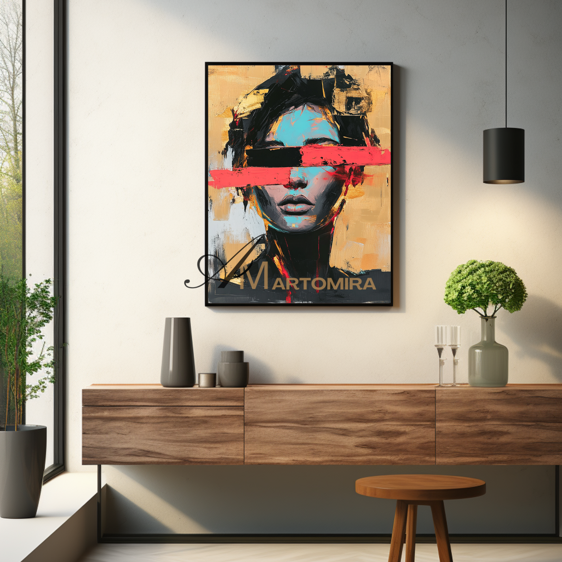 Abstract Portraits | Yellow And Black Wall Art | Large Canvas Wall Art | Woman Painting #AP007