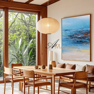 Abstract Landscape Art | Landscape Wall Art | Lake Canvas Wall Art | Blue And White Wall Art #DF026