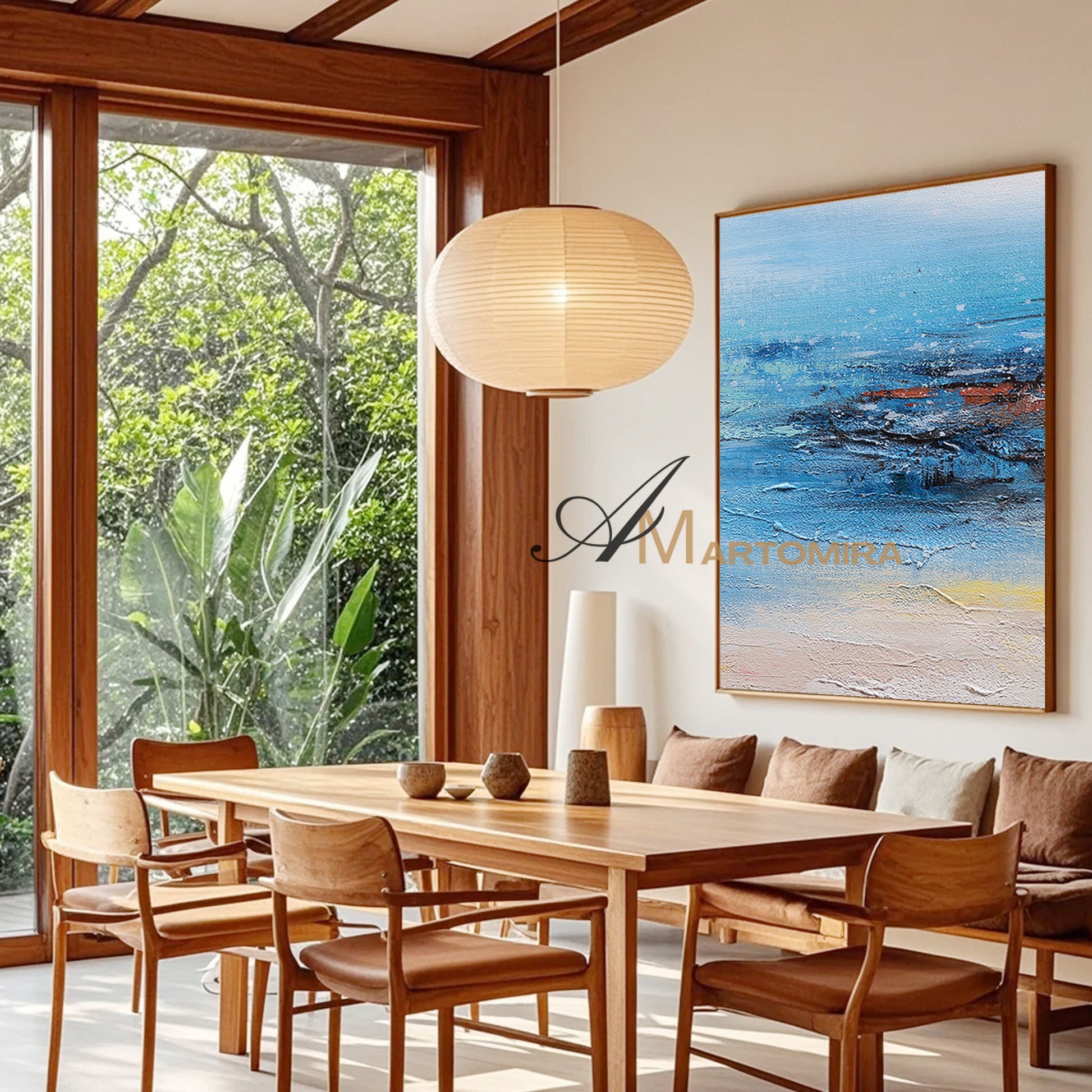 Abstract Landscape Art | Landscape Wall Art | Lake Canvas Wall Art | Blue And White Wall Art #DF026