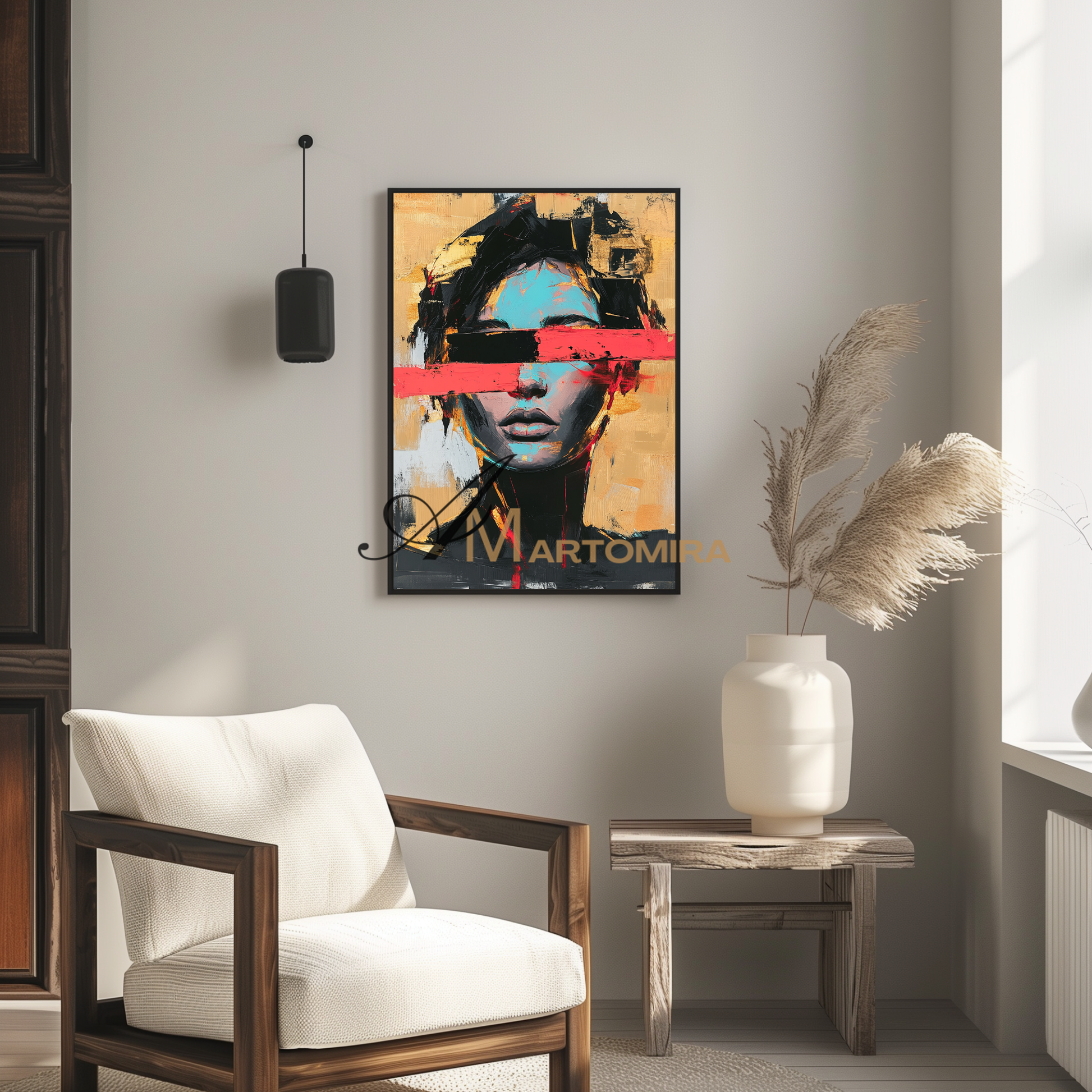 Abstract Portraits | Yellow And Black Wall Art | Large Canvas Wall Art | Woman Painting #AP007