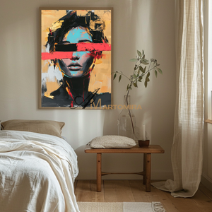 Abstract Portraits | Yellow And Black Wall Art | Large Canvas Wall Art | Woman Painting #AP007