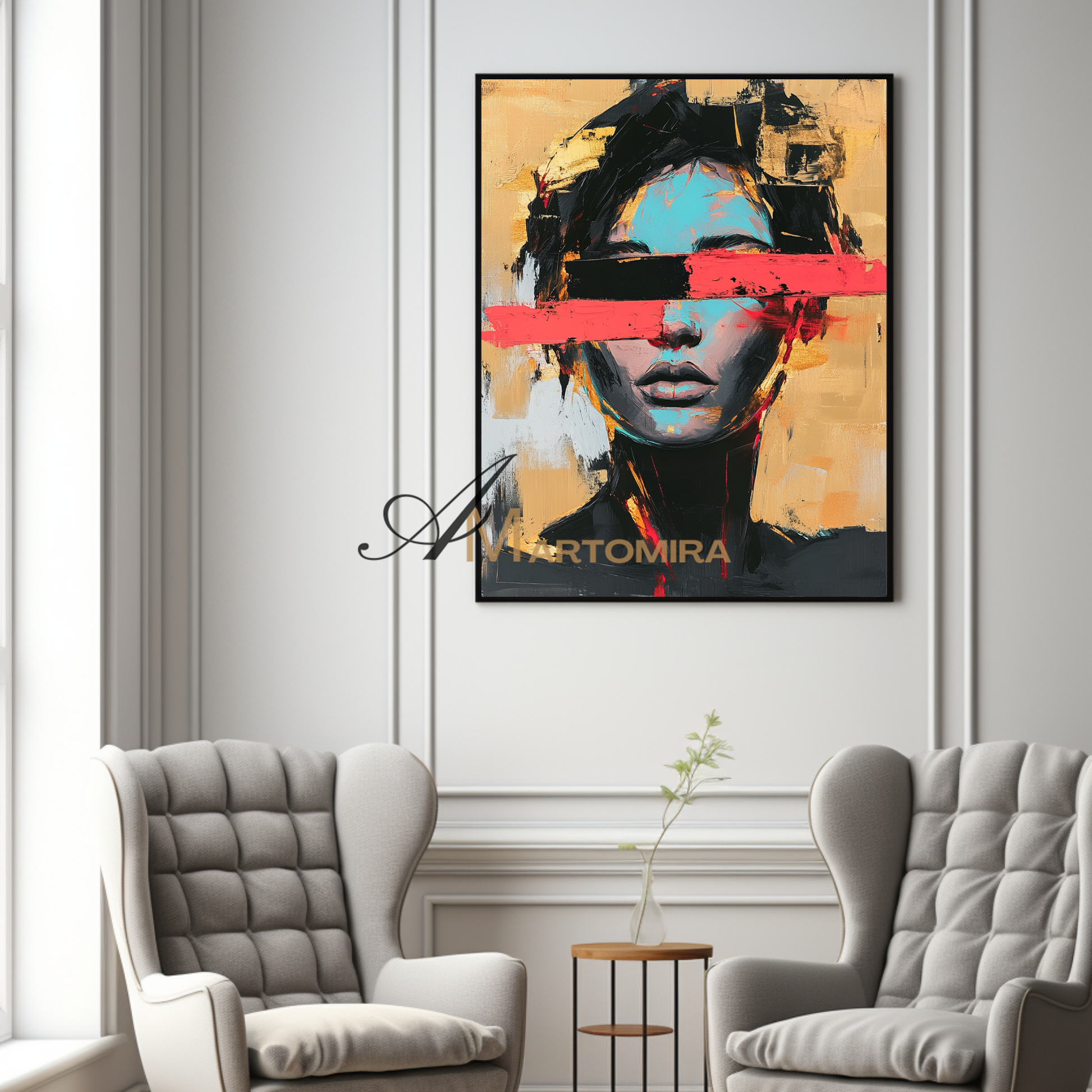 Abstract Portraits | Yellow And Black Wall Art | Large Canvas Wall Art | Woman Painting #AP007