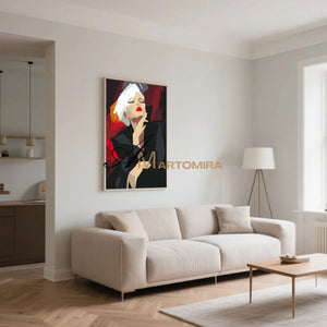 Painting Art Woman | Red And Black Wall Art | Abstract Lady Painting | Modern Art #AP008