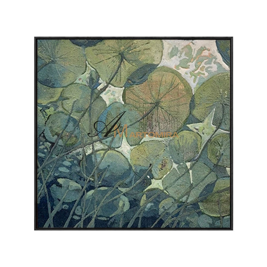 Acrylic Flower Painting | Green Wall Art | Lotus Painting | Handmade Paintings For Living Room #MF023