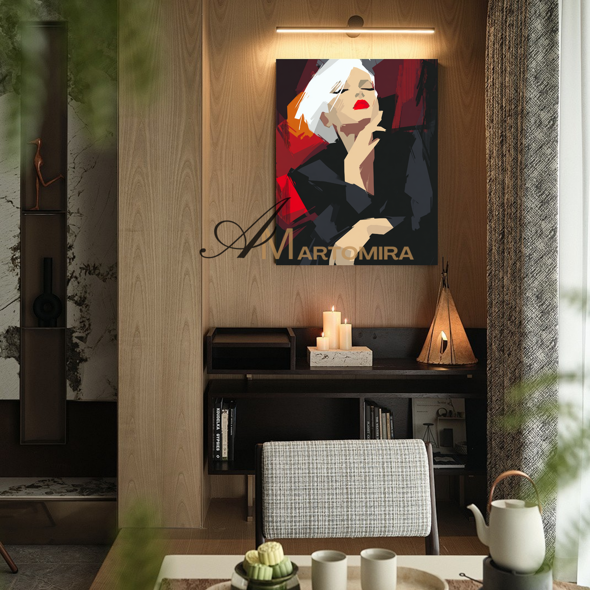 Painting Art Woman | Red And Black Wall Art | Abstract Lady Painting | Modern Art #AP008