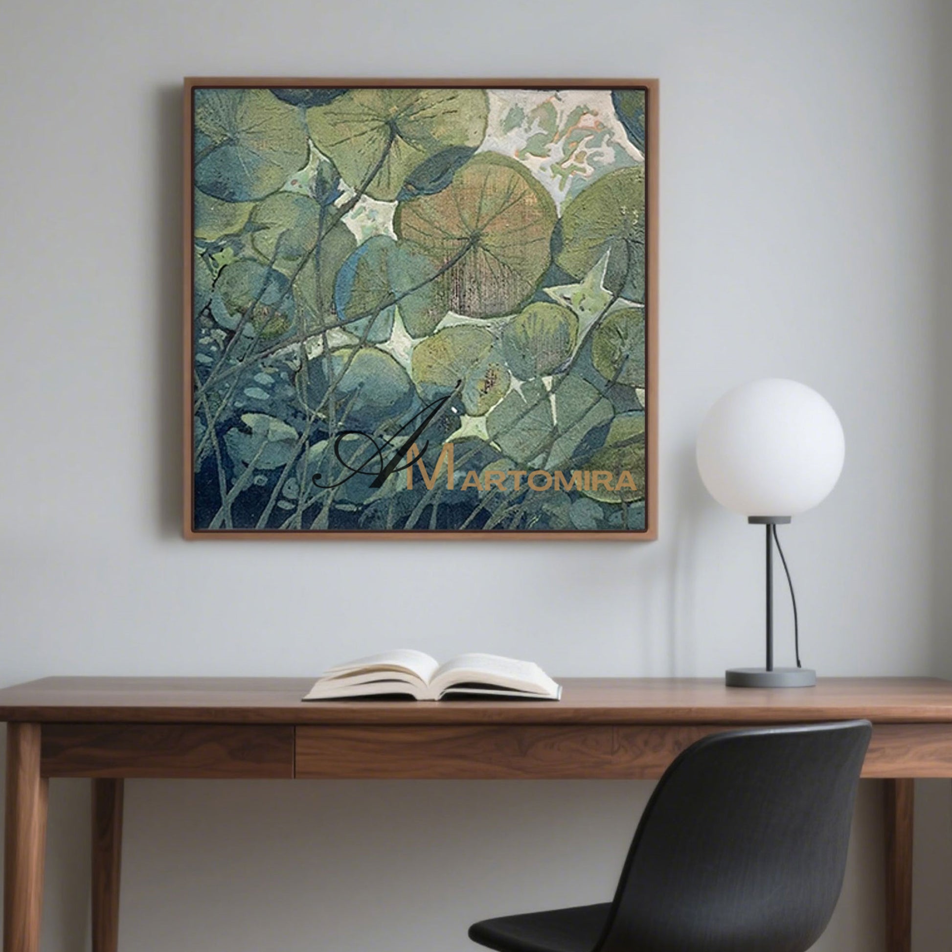 Acrylic Flower Painting | Green Wall Art | Lotus Painting | Handmade Paintings For Living Room #MF023