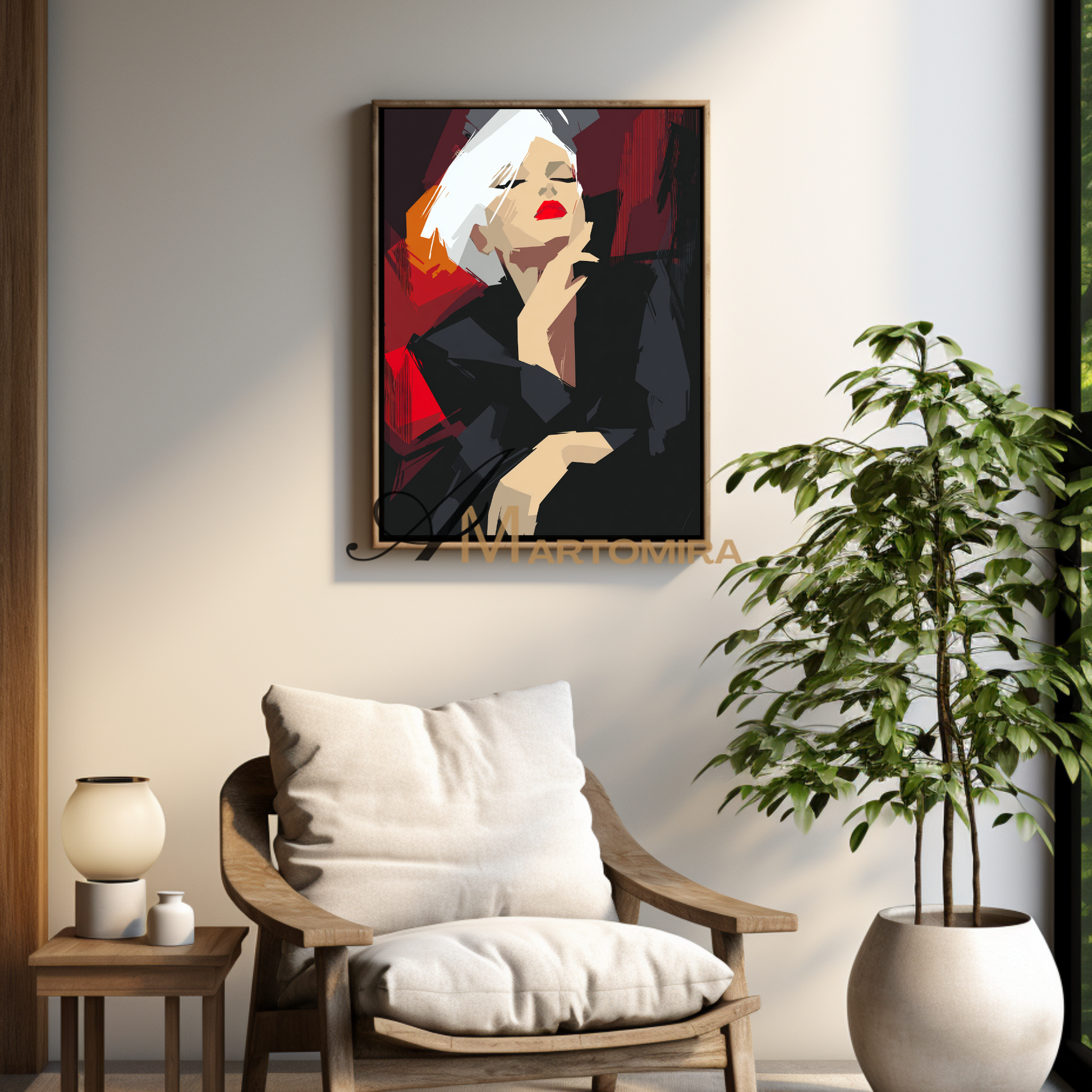 Painting Art Woman | Red And Black Wall Art | Abstract Lady Painting | Modern Art #AP008