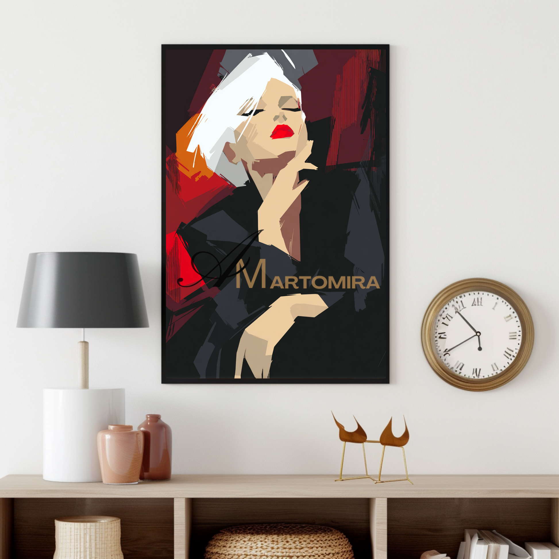Painting Art Woman | Red And Black Wall Art | Abstract Lady Painting | Modern Art #AP008
