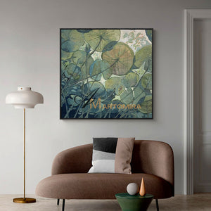 Acrylic Flower Painting | Green Wall Art | Lotus Painting | Handmade Paintings For Living Room #MF023