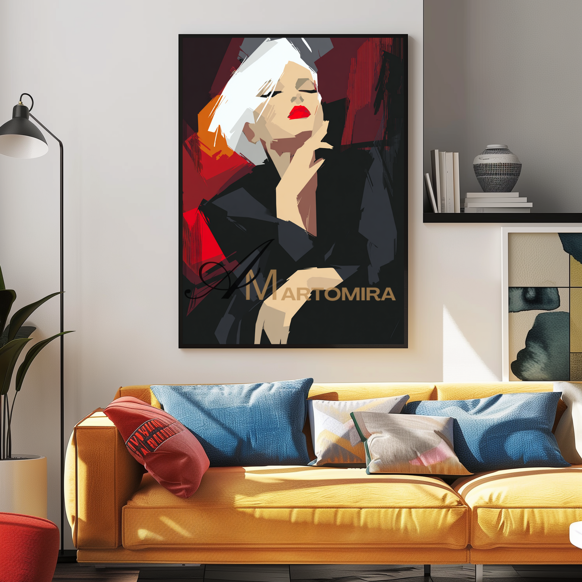 Painting Art Woman | Red And Black Wall Art | Abstract Lady Painting | Modern Art #AP008
