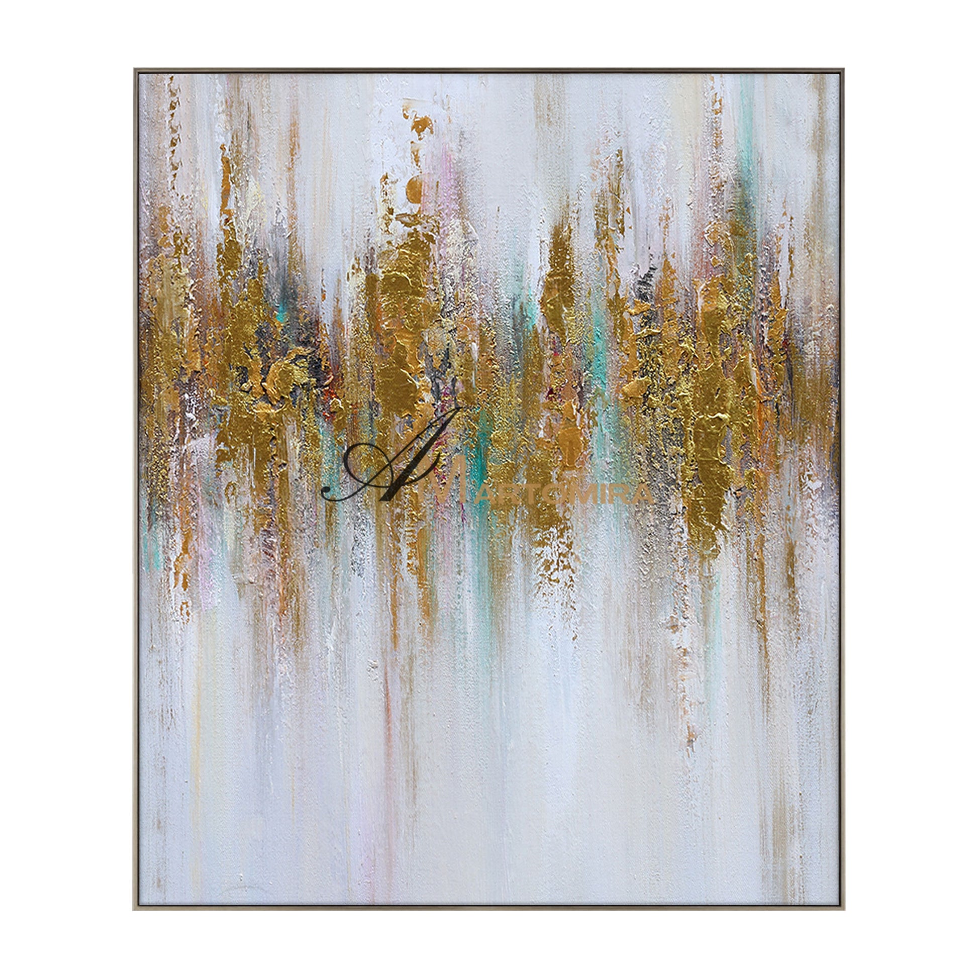 Abstract Wall Art | Gold Wall Art | Modern Abstract Art | Large Canvas For Acrylic Painting #DF030