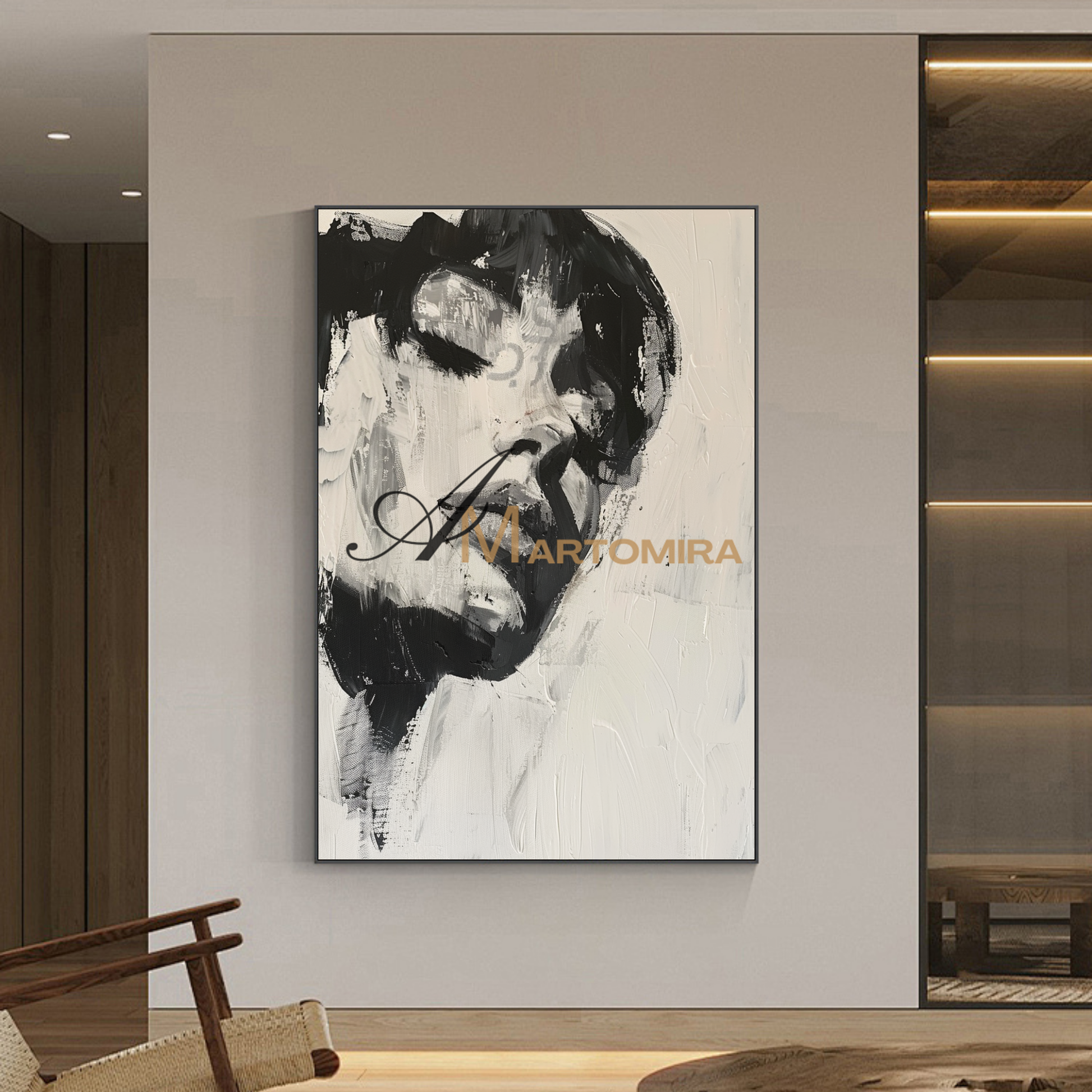 Black And White Wall Art | Beautiful Woman Painting | Living Room Painting | Oil Painting #AP009