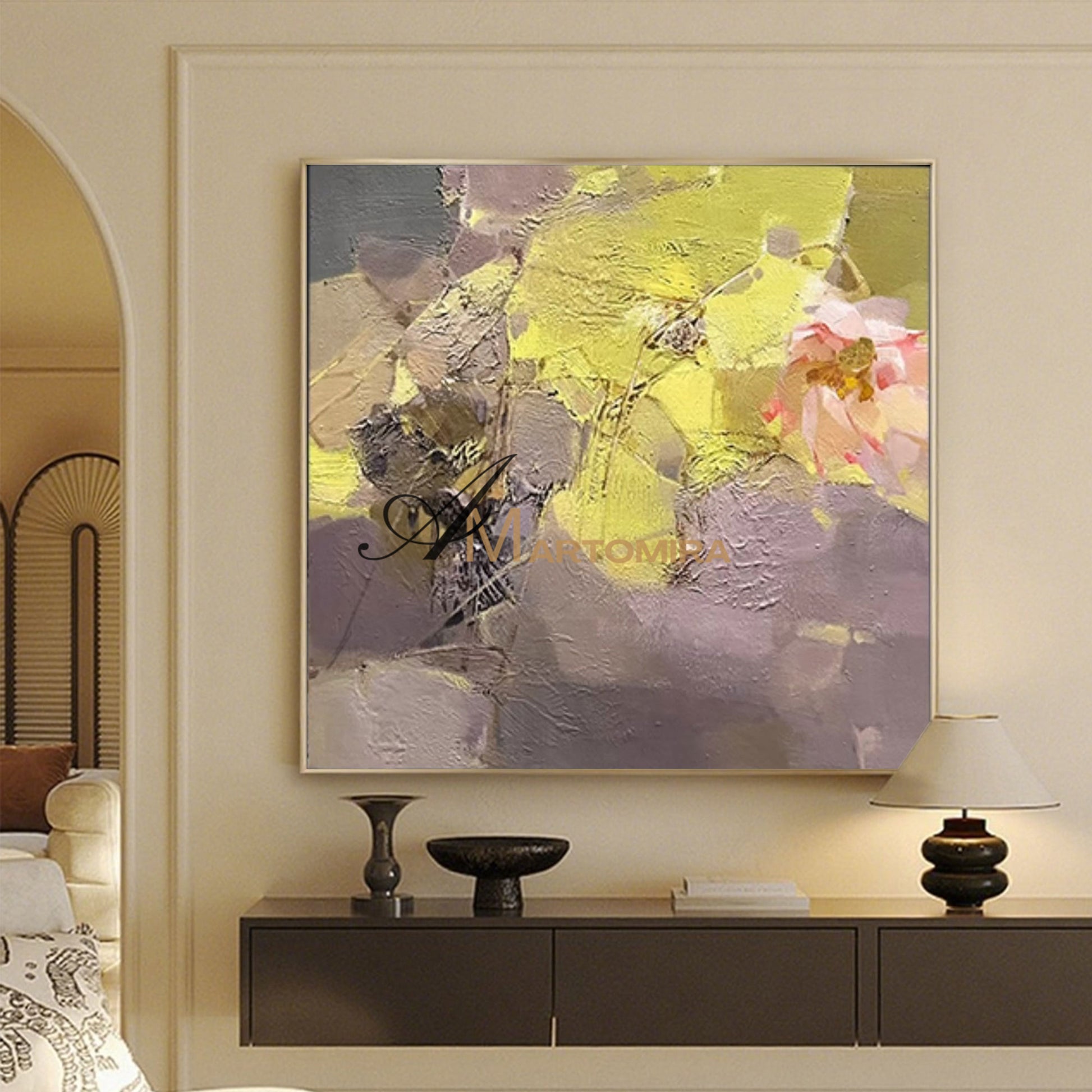 Abstract Flower Paintings | Floral Canvas Wall Decor | Large Abstract Wall Art For Living Room  #MF024