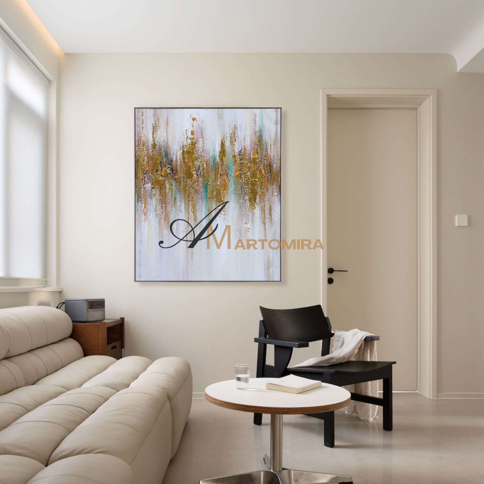 Abstract Wall Art | Gold Wall Art | Modern Abstract Art | Large Canvas For Acrylic Painting #DF030