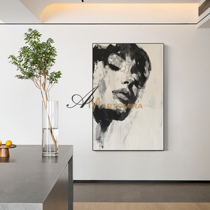 Black And White Wall Art | Beautiful Woman Painting | Living Room Painting | Oil Painting #AP009