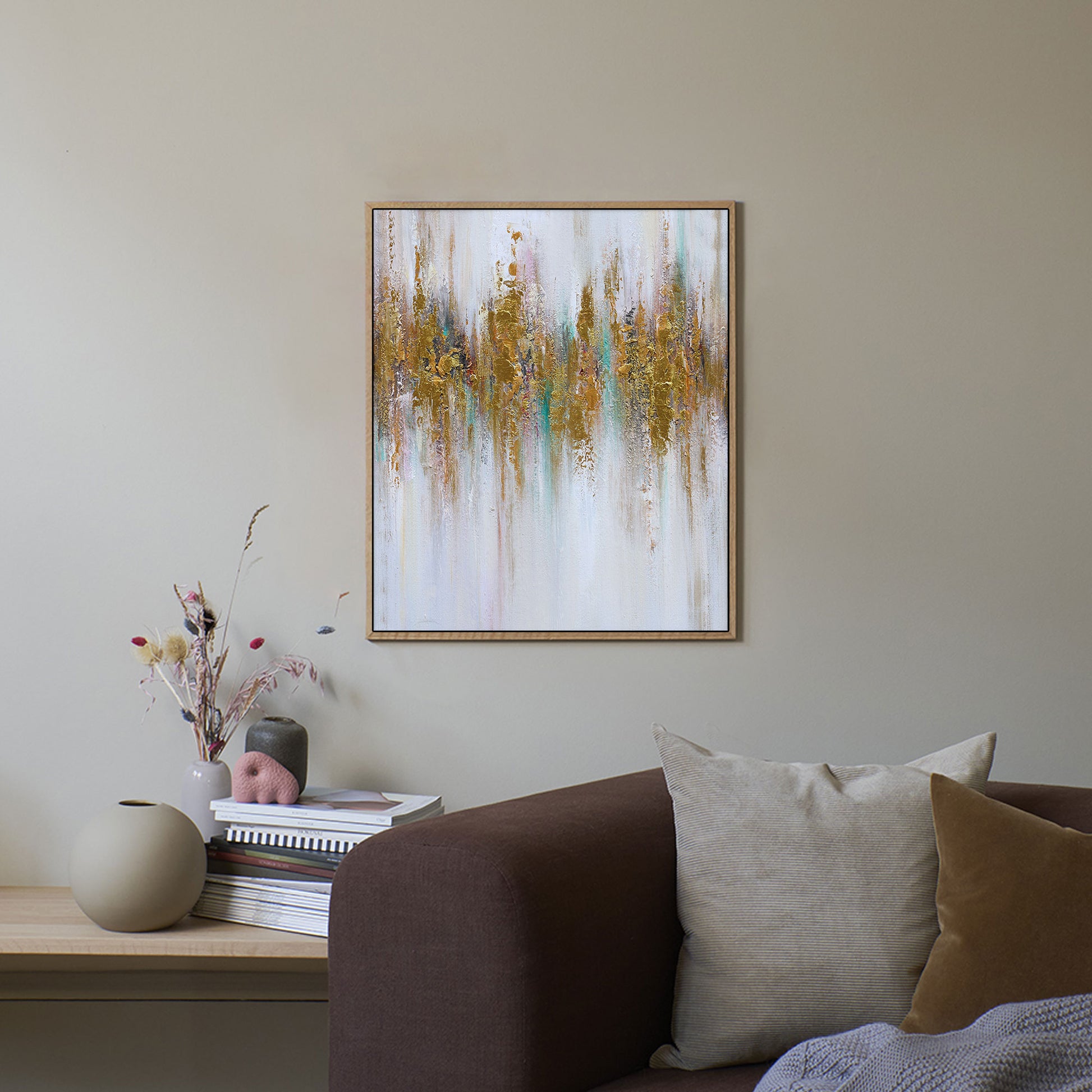 Abstract Wall Art | Gold Wall Art | Modern Abstract Art | Large Canvas For Acrylic Painting #DF030