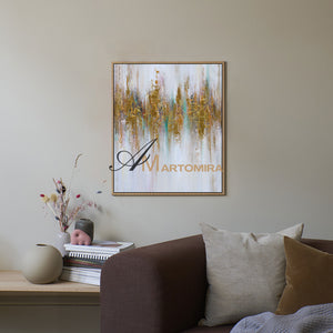 Abstract Wall Art | Gold Wall Art | Modern Abstract Art | Large Canvas For Acrylic Painting #DF030