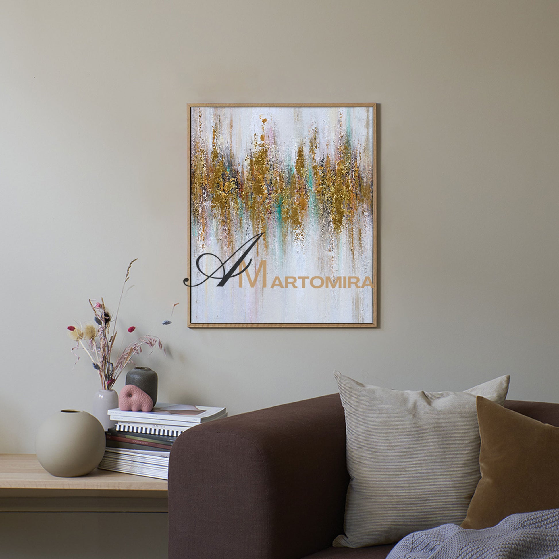 Abstract Wall Art | Gold Wall Art | Modern Abstract Art | Large Canvas For Acrylic Painting #DF030