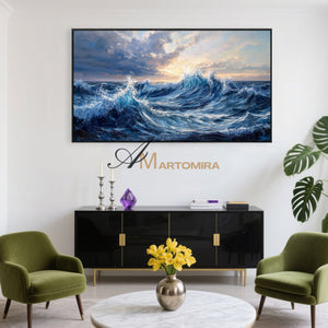 Ocean Wall Art | Blue Ocean Paintings | Landscape Wall Art For Living Room | Large Modern Wall Art #POS074