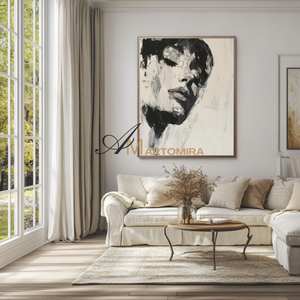 Black And White Wall Art | Beautiful Woman Painting | Living Room Painting | Oil Painting #AP009