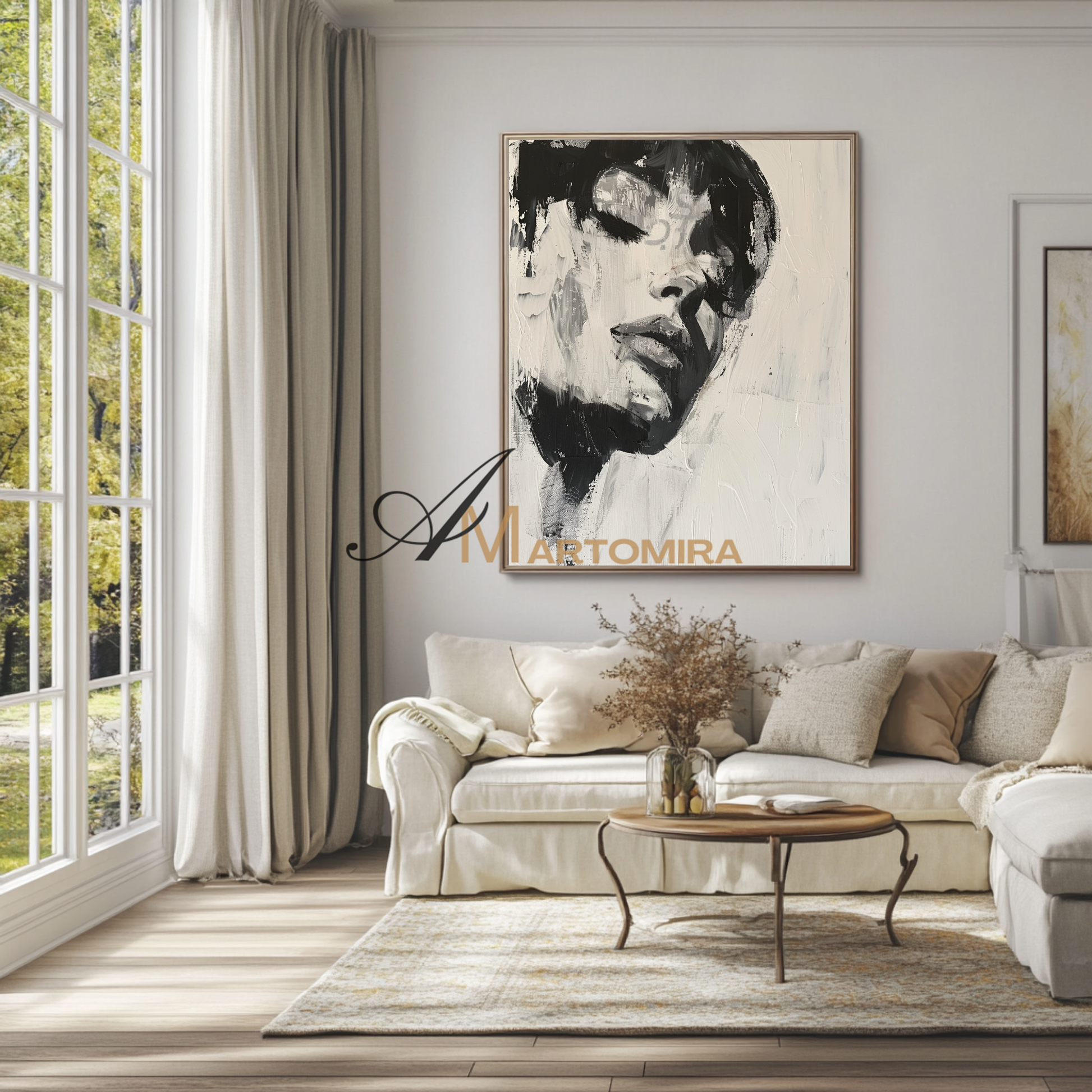 Black And White Wall Art | Beautiful Woman Painting | Living Room Painting | Oil Painting #AP009