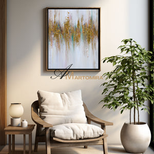 Abstract Wall Art | Gold Wall Art | Modern Abstract Art | Large Canvas For Acrylic Painting #DF030