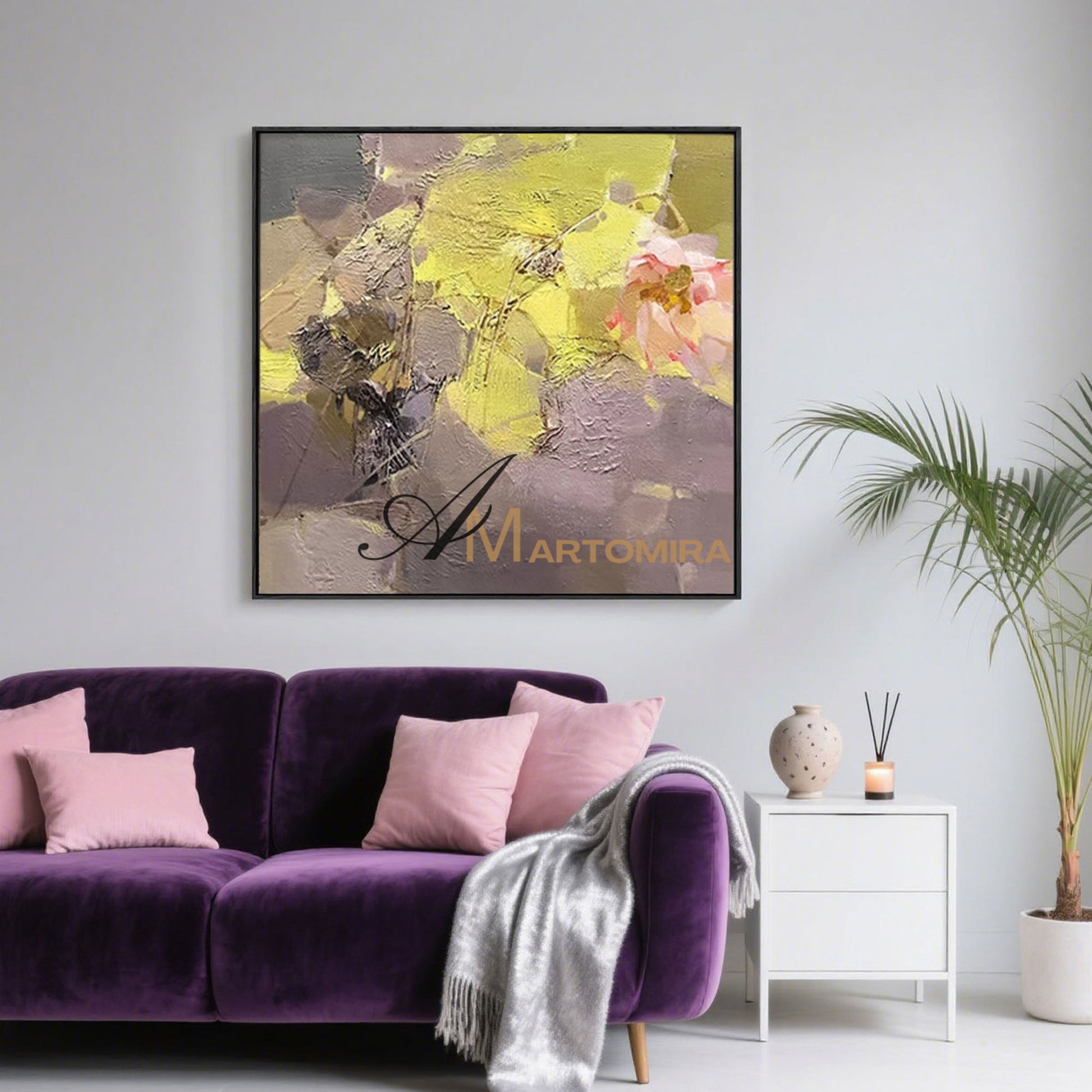 Abstract Flower Paintings | Floral Canvas Wall Decor | Large Abstract Wall Art For Living Room  #MF024