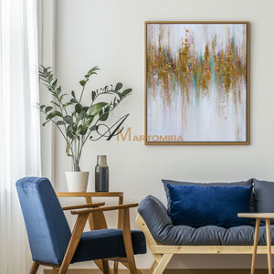 Abstract Wall Art | Gold Wall Art | Modern Abstract Art | Large Canvas For Acrylic Painting #DF030
