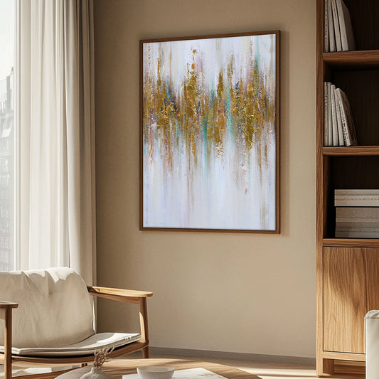 Abstract Wall Art | Gold Wall Art | Modern Abstract Art | Large Canvas For Acrylic Painting #DF030