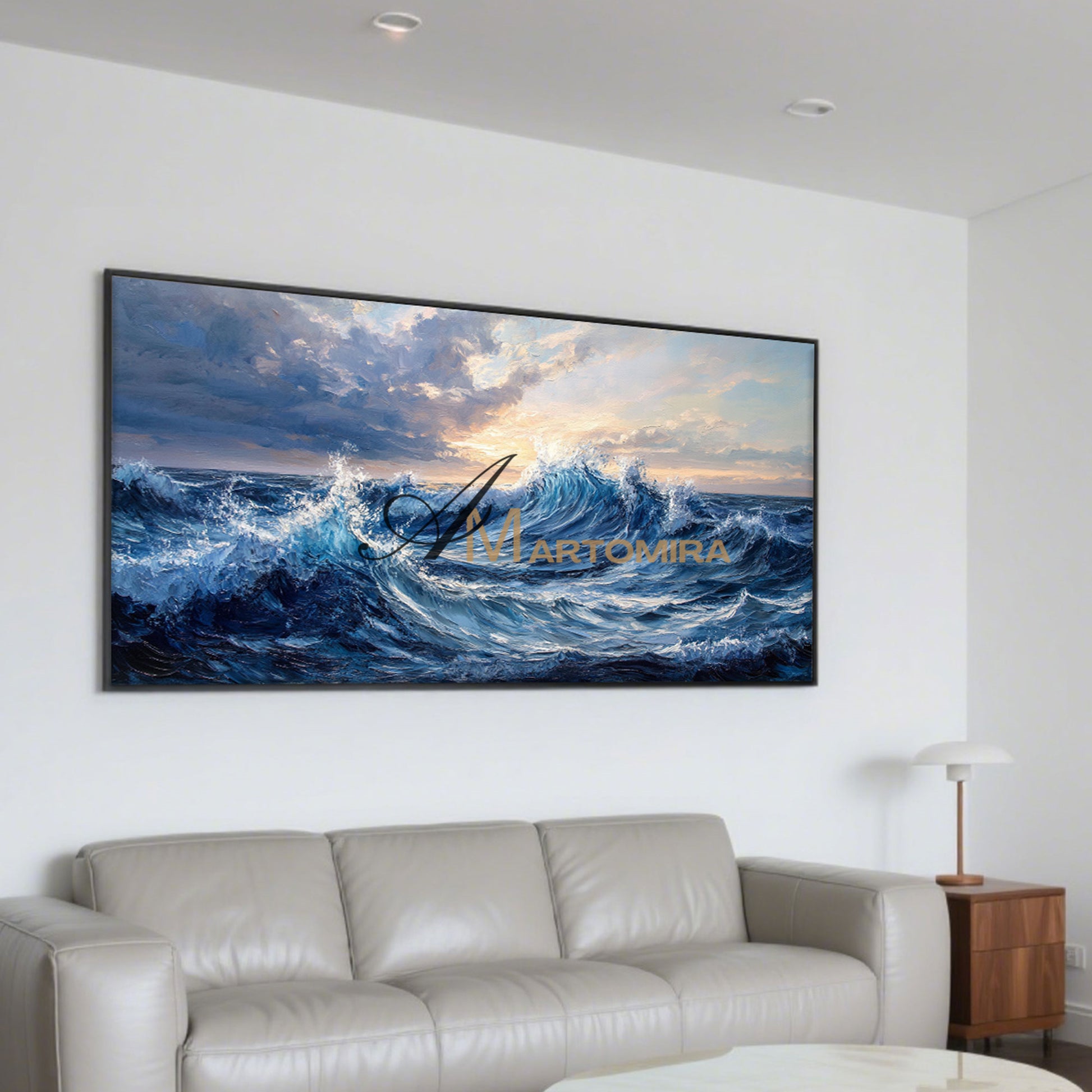 Ocean Wall Art | Blue Ocean Paintings | Landscape Wall Art For Living Room | Large Modern Wall Art #POS074