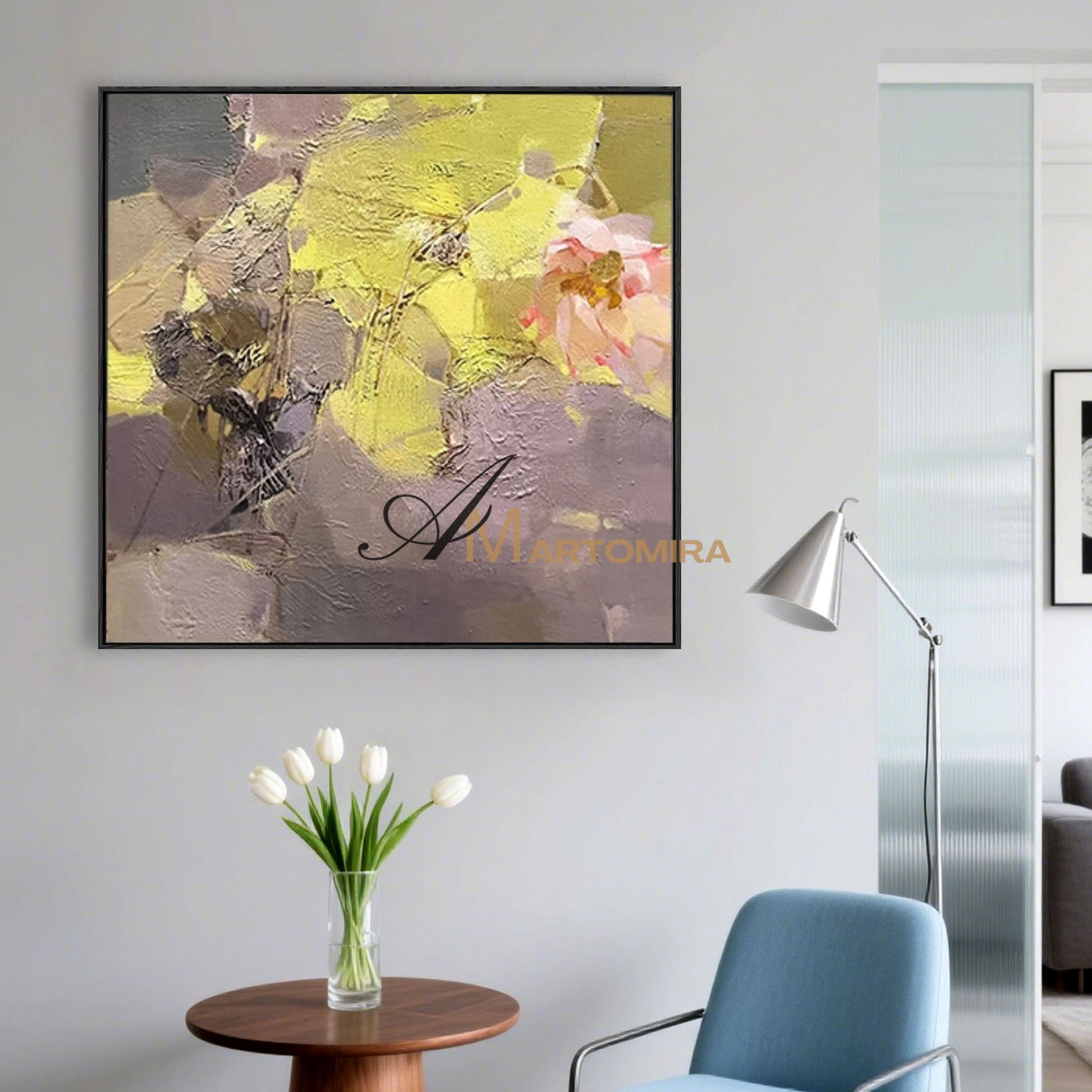 Abstract Flower Paintings | Floral Canvas Wall Decor | Large Abstract Wall Art For Living Room  #MF024