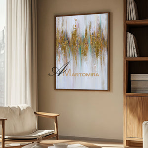 Abstract Wall Art | Gold Wall Art | Modern Abstract Art | Large Canvas For Acrylic Painting #DF030