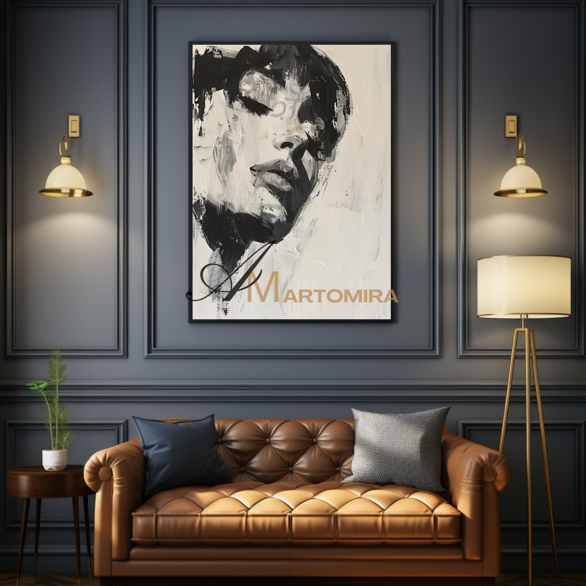 Black And White Wall Art | Beautiful Woman Painting | Living Room Painting | Oil Painting #AP009