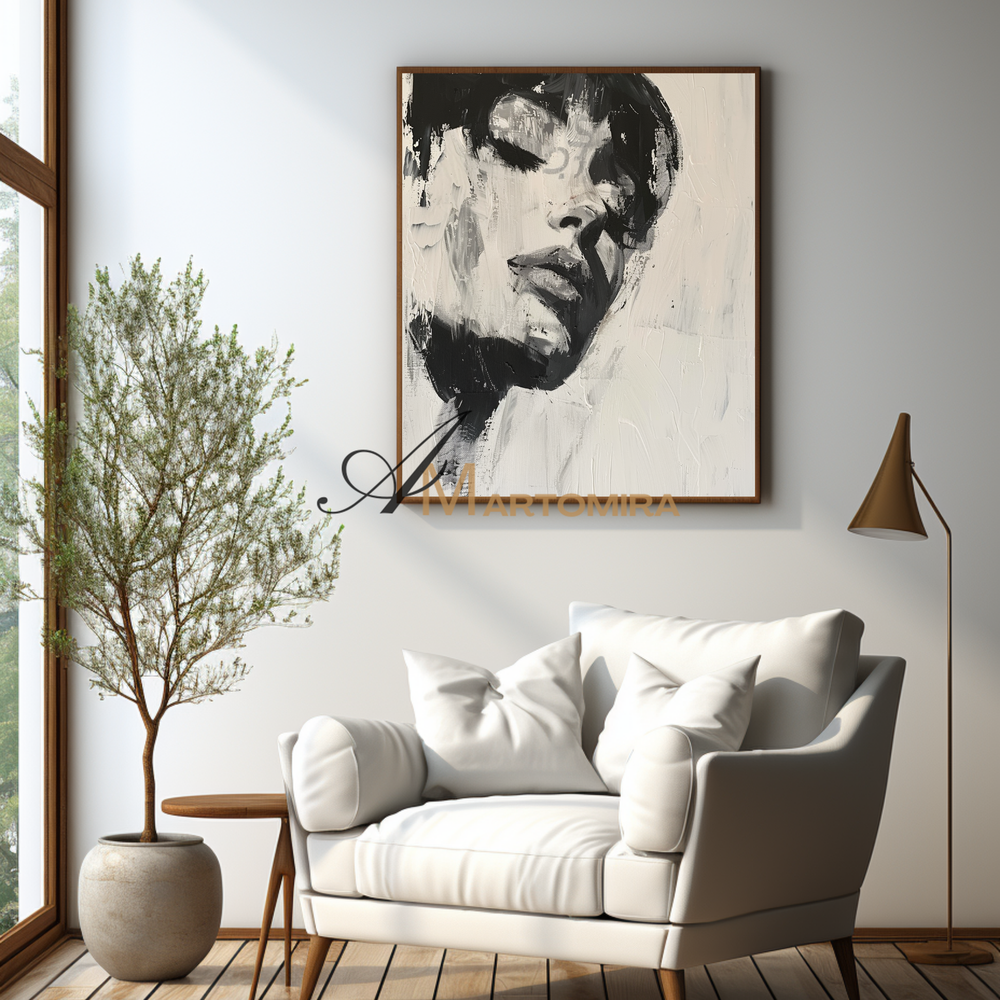 Black And White Wall Art | Beautiful Woman Painting | Living Room Painting | Oil Painting #AP009