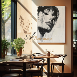 Black And White Wall Art | Beautiful Woman Painting | Living Room Painting | Oil Painting #AP009