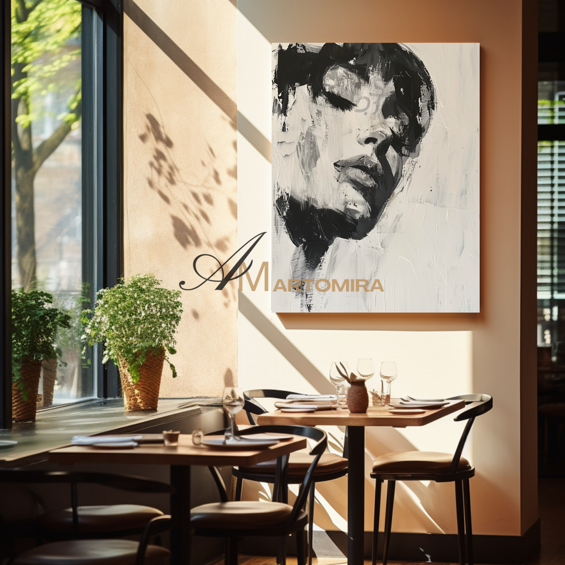 Black And White Wall Art | Beautiful Woman Painting | Living Room Painting | Oil Painting #AP009
