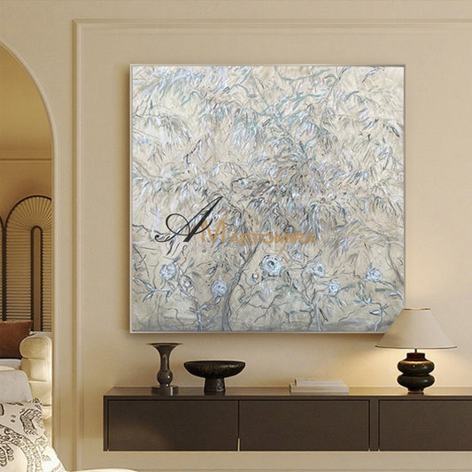 Abstract Canvas Art | Acrylic Flower Painting | Large Canvas Floral Wall Art | Artwork #MF025