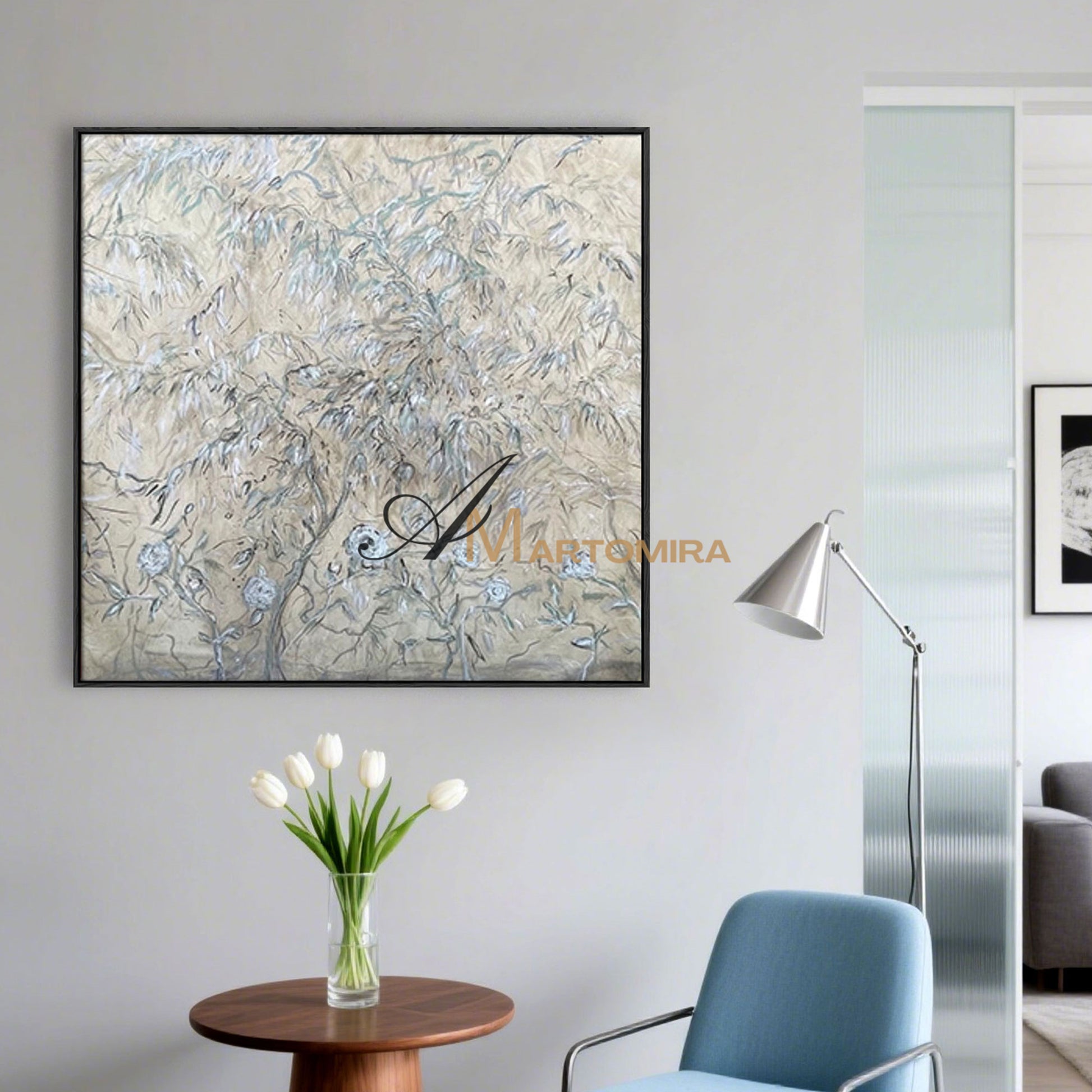 Abstract Canvas Art | Acrylic Flower Painting | Large Canvas Floral Wall Art | Artwork #MF025